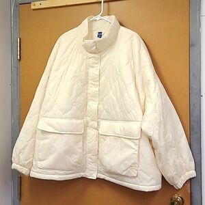 Old Navy Ivory Lightweight Quilted Packable Fall Jacket